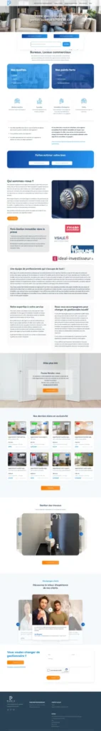 Design page d'accueil Paris Gestion Immobilier à Paris