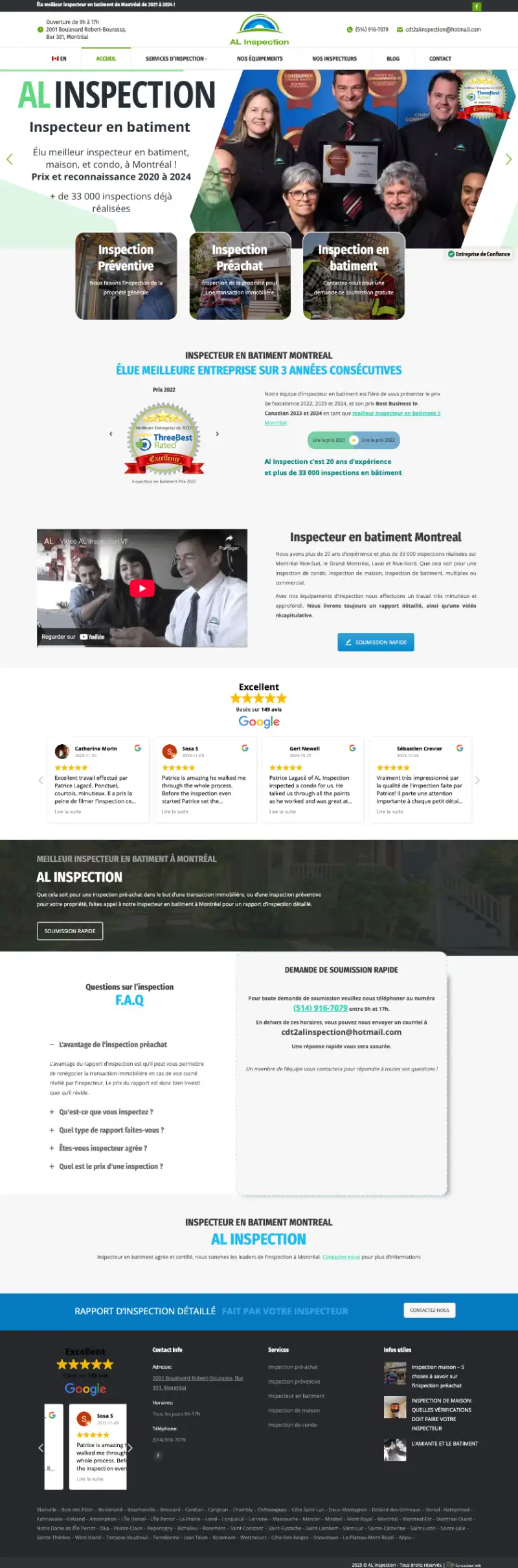 conception site internet inspecteur en batiment à Montréal