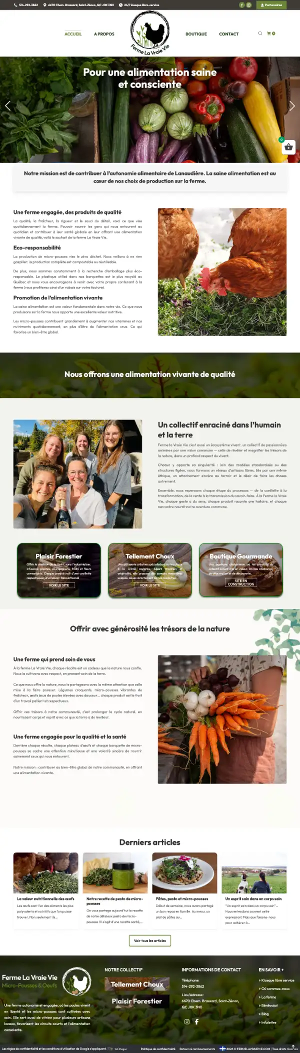 conception projet site internet ferme quebec
