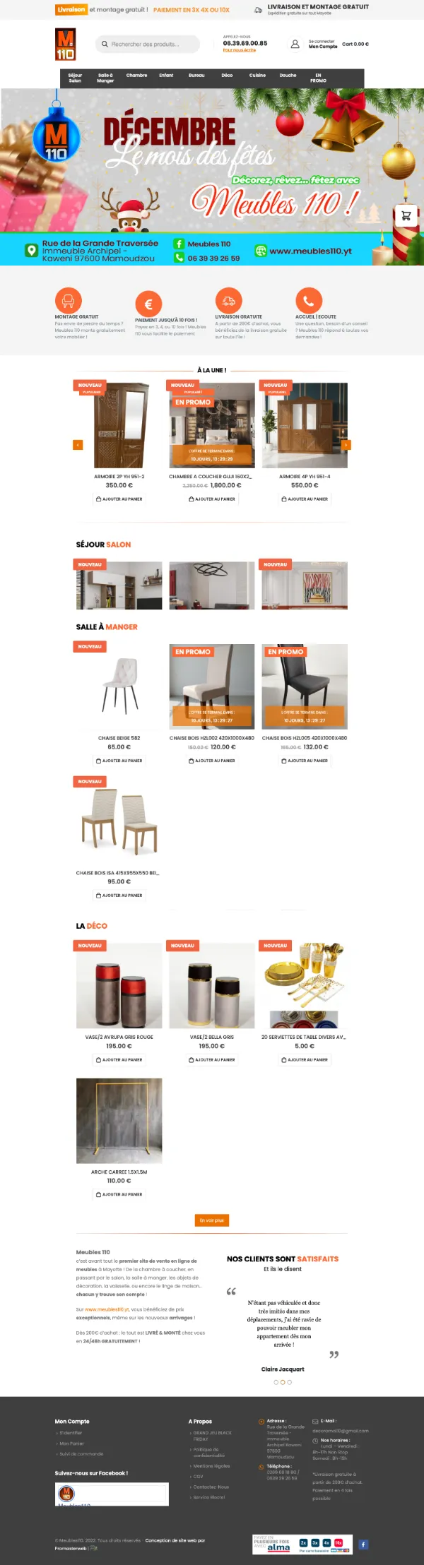 Design page d'accueil Meubles110 à Mayotte
