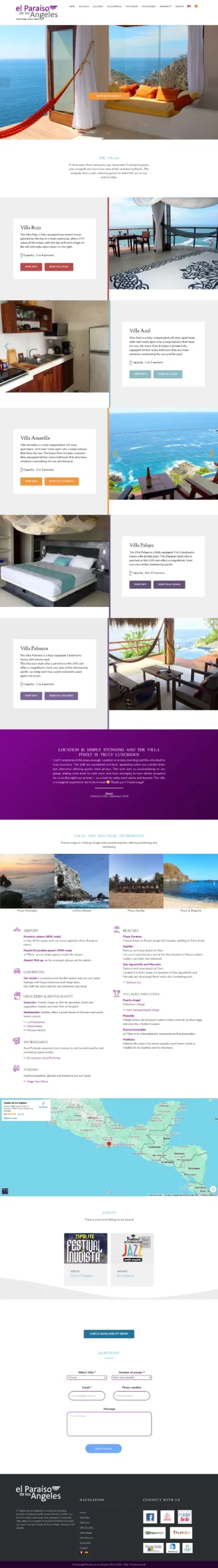 Design page d'accueil Paraiso location de villas