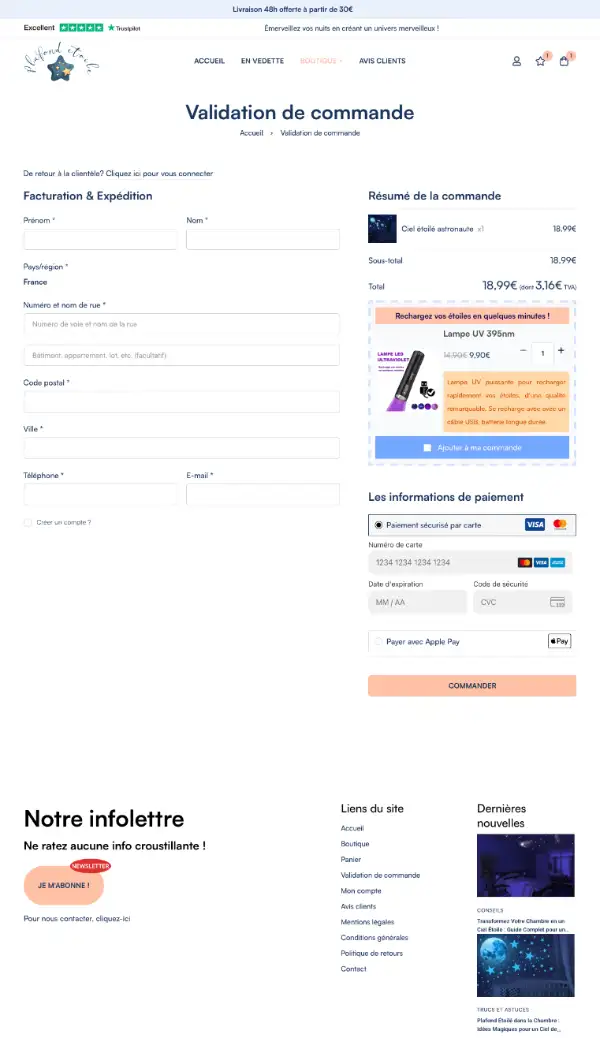 conception boutique en ligne plafond étoilé à Lyon