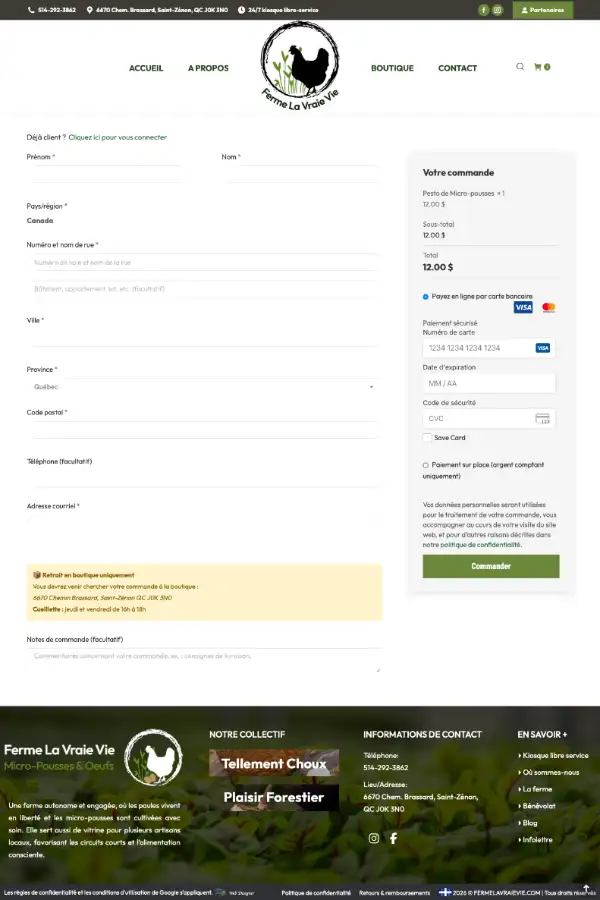 projet web ferme quebec
