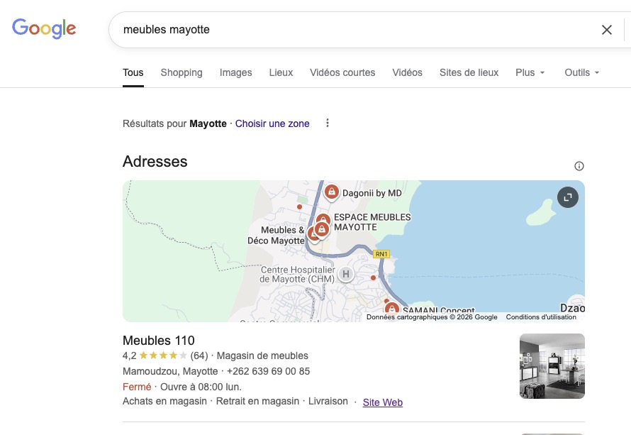 Création site e-commerce de meubles à Mayotte