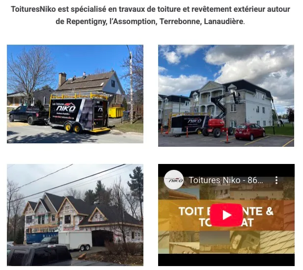 Site vitrine pour couvreur à Repentigny