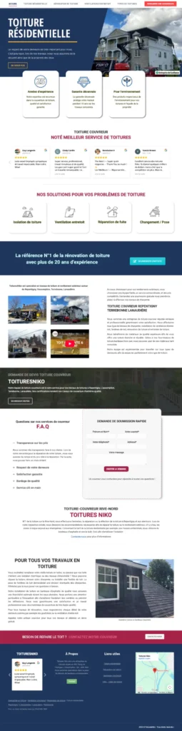 Design page d'accueil site vitrine ToituresNiko Repentigny