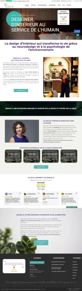 présentation site web geniusd designer d'intérieur à Montréal