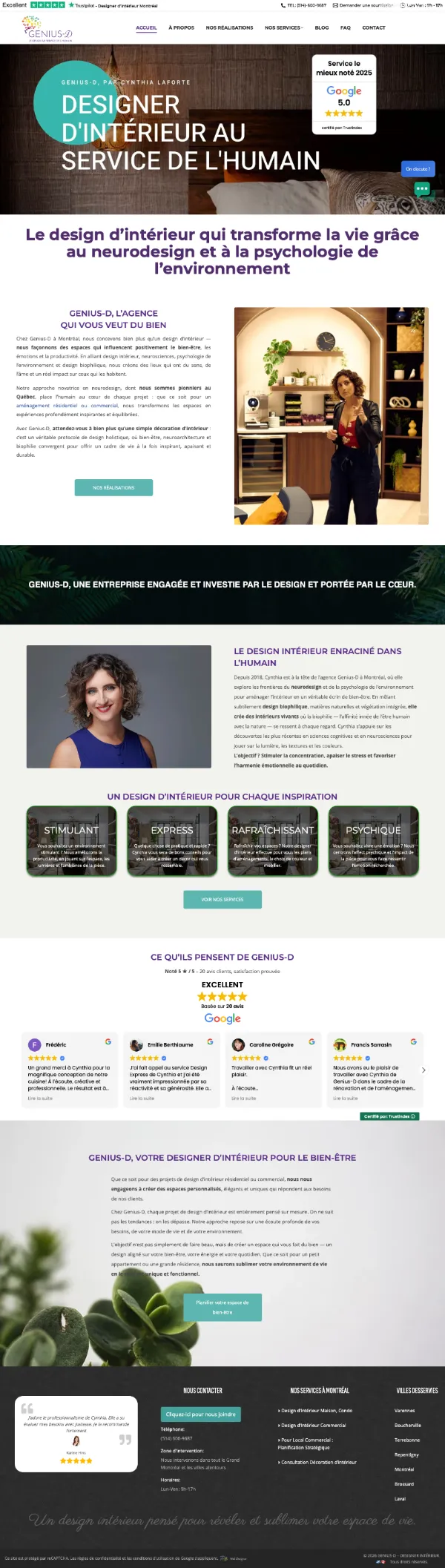 présentation site web geniusd designer d'intérieur à Montréal