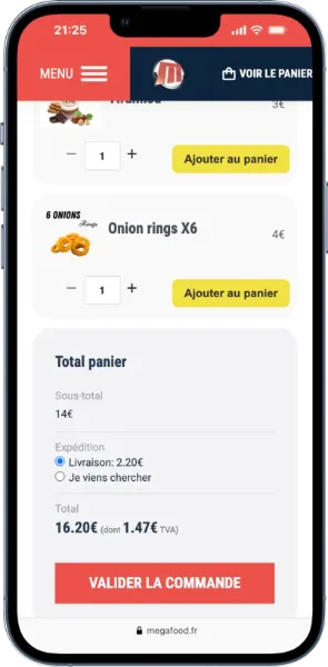 Upsell et ventes croisées dans le panier - Appli mobile fastfood