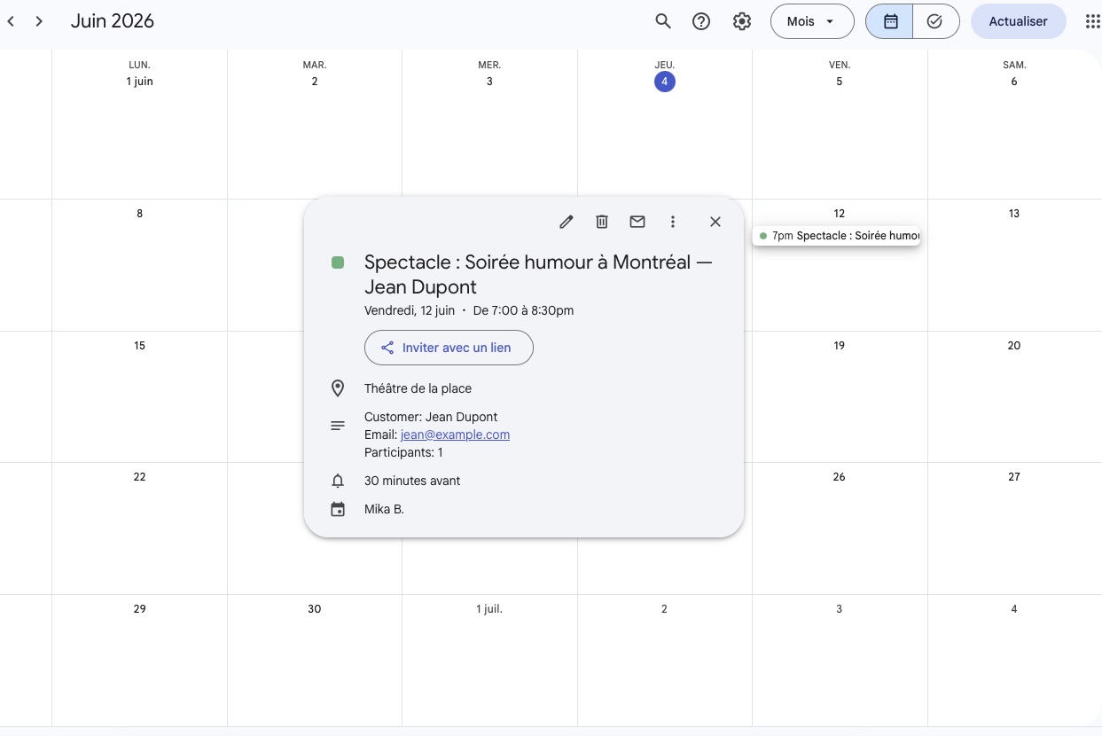 Synchronisation Google Calendar Booking Plugin WordPress